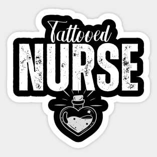 Tattooed Nurse with Heart-Shaped Potion Bottle Sticker